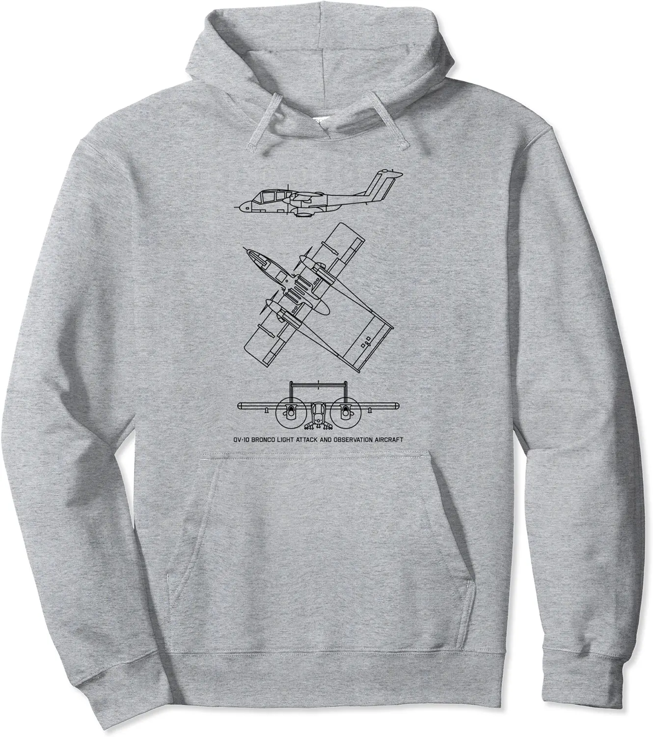 OV-10 Bronco American Turboprop Aircraft Blueprints Pullover Hoodie - Peterbauti Shop 78B0C446WJ7L