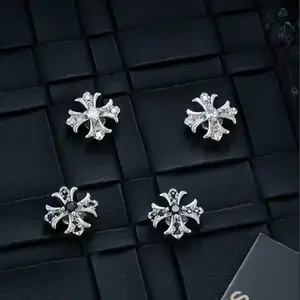 Black Silver Cross Earrings – Vintage Street Punk Style Stud Jewelry