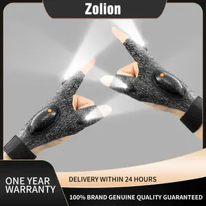 Touch Two Fishing Luminous Gloves with LED Rechargeable Beads Waterproof Breathable Non-Slip for Night Fishing Camping Hiking Clear Vision Hand Safety