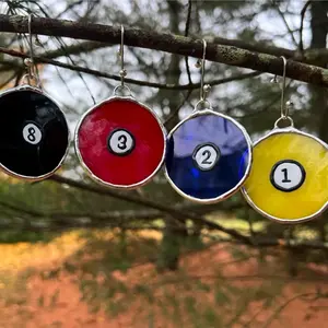 Handmade Stained Glass Pool Balls Set of Four for Game Room Decor and Man Cave Billiards