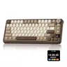 Solakaka A75 Pro Wireless Mechanical Gaming Keyboard - Milk Coffee Brown, Tri-Mode 2.4G/BT5.0/USB-C, RGB Backlit with Rotary Knob & Screen, Hot Swappable, 4000mAh Built-In Battery, Battery-Powered for PC Mac Work, Wireless Keyboards for Gaming & Office