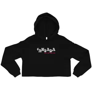 Cansada White Embroidery Crop Hoodie