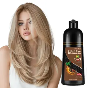 Blonde Brown 5-in-1 Hair Dye Shampoo, Herbal Golden Brown Hair Color for Gray Coverage, Semi-Permanent Coloring Shampoo, Easy Home Use for Women & Men, Champú Para Canas, 200ml