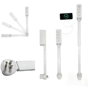 Outlet Extender Outlet electrical  Mountable Multi Plug Wall Outlet, with USB-A  USB-C & 2 AC, Extendable 17-27" Rotatable 180°  Surge Protector Power Strip,UL-certified power  cord,ideal for behind furniture in home/office