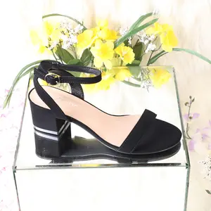 Woman heel open toe ankle strap-buckle-round toe-low block heel