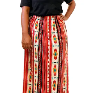 Colorful Patterned Maxi Skirt with Bold Stripes and Geometric Designs for Women's Fashion Womenswear  Bottom