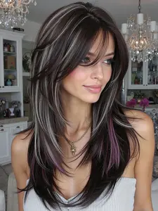 Women's Straight Wig, Medium Length Synthetic Hair, All-Season Daily Wear, High-Temperature Fiber Material, Synthetic Hair Wigs