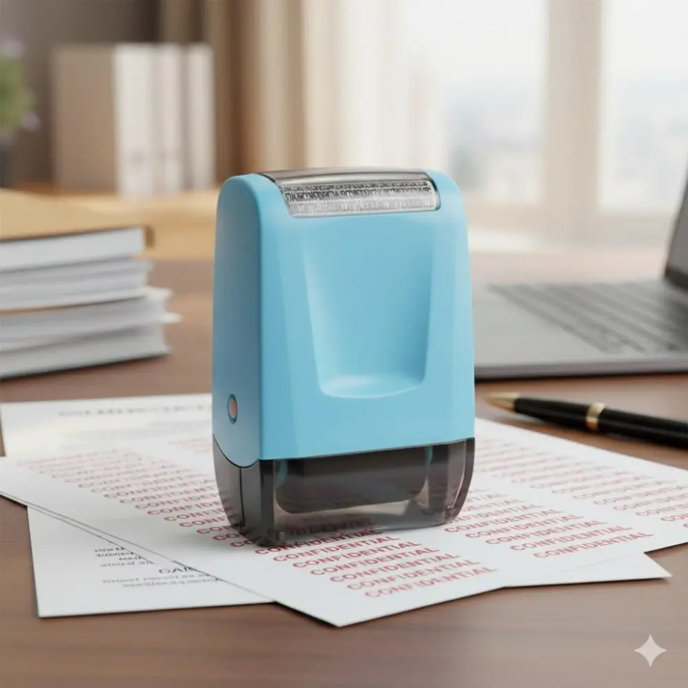 Durable Metal Rolling Privacy Stamp, Reusable Ink for Home & Office. Secure Medical Bills, Financial Documents. Anti-Spying & Leak-Proof Design for Multi-Use.