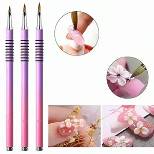 Acrylic Crystal Nail Art Pen Set, Professional Manicure Tools, Non-Slip Grip Design, Ideal for UV LED Gel Nails & Creative Designs, Nail Art Brush