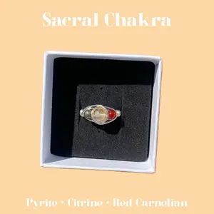 Sacral Chakra Crystal Ring with Pyrite Citrine and Red Carnelian