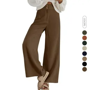 Sidefeel Corduroy Pants for Women 2026 Casual High Waisted Double Buttoned Stretchy Loose Fit Wide Leg Pants with Pockets TikTokShopfalldealsforyou
