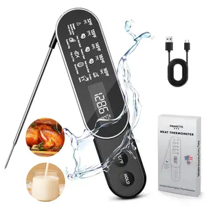 Wireless Food Thermometer Digital BBQ Meat Kitchen Thermometer Instant Read Ip67 Waterproof Rechargeable for Baking Milk Water Digital Cooking Thermometer