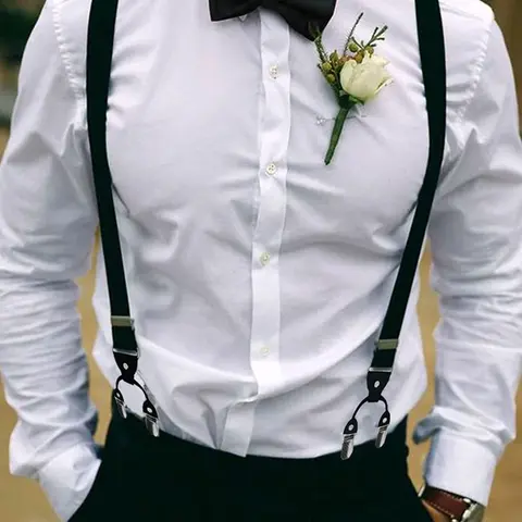Adult Vintage Men's Suspenders Suit Pants, Fashionable 6 Clip Suspender Belt, Retro Style, Casual Wear, Perfect for Daily Use