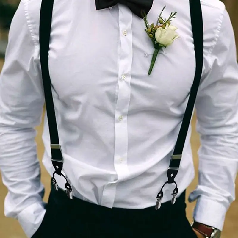 Adult Vintage Men's Suspenders Suit Pants, Fashionable 6 Clip Suspender Belt, Retro Style, Casual Wear, Perfect for Daily Use