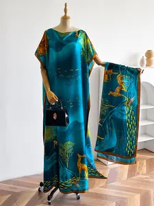 Women's Deer Print Silk Scarf Set, Elegant Lightweight Soft Woven Fabric, All-Season Fashion Accessory, Perfect for Casual & Formal Occasions