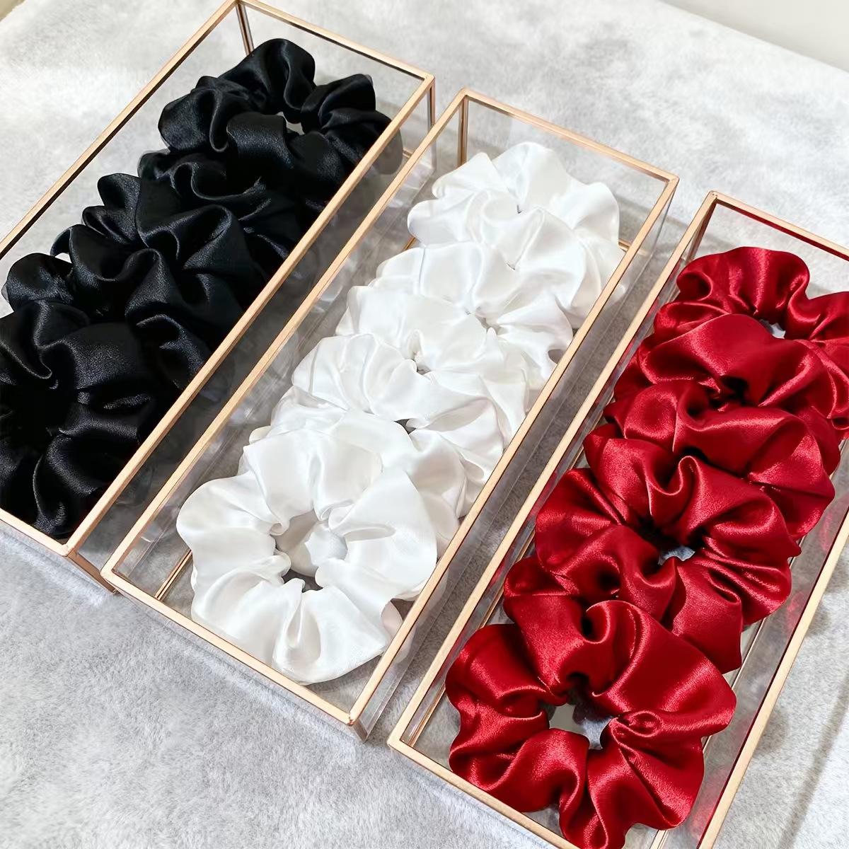 Solid color high-end satin large hair tie, versatile for commuting, high elasticity hair band, women's elegant hair accessory