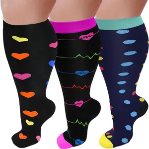 Tinylemon 3 Pack Plus Size Sports Socks for Women & Men, Extra Wide Calf Sports Stockings for Running, Athletic
