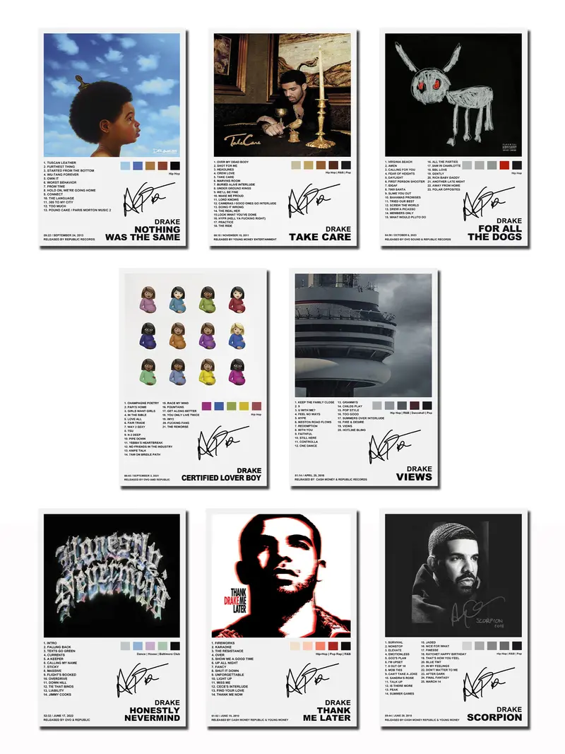 Drake Poster 8-Piece Set Canva Album Unframed Set Poster- 8x12IN