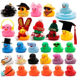 Christmas Funny Toy, 28 Rubber Ducks with 28 Different Accessories, Mini Colorful Jeep Ducks for Ducking, Mini Rubber Ducks in Bulk, Funny Small Duckies, Bath Toys for Christmas Party Birthday Favors Baby Shower Cruise