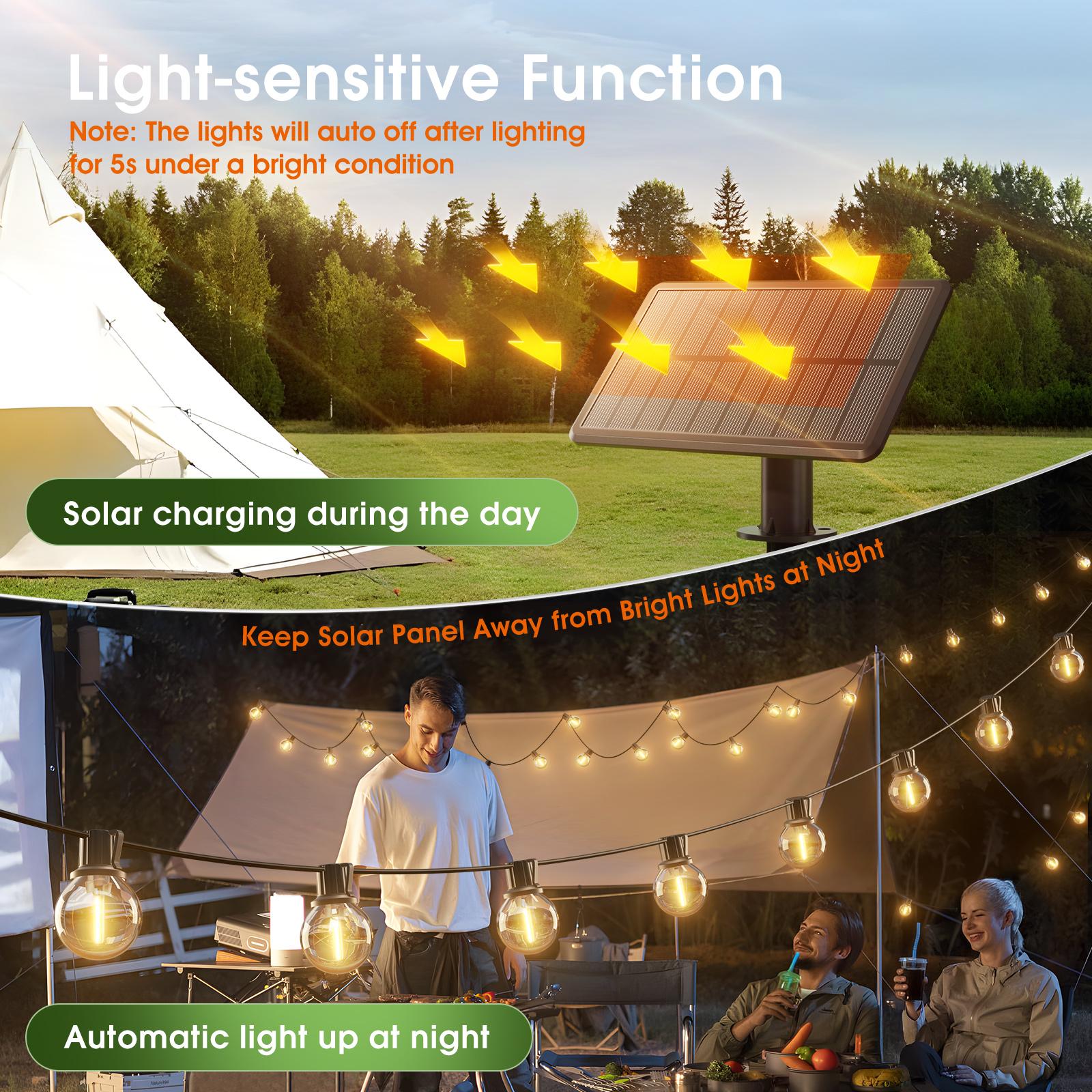 Solar String Lights Outdoor Waterproof with Remote, G40 Globe Solar Patio Light with LED Shatterproof Bulbs, 3 Modes, Dimmable Hanging for Outside Backyard Party