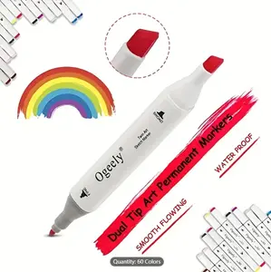 "60 Colors Dual Tip Alcohol Markers, Art Markers Set Art Supplies Permanent Marker With Storage Box Christmas, Halloween, Thanksgiving Gift "