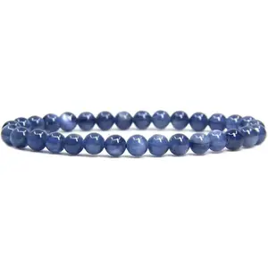 Natural AA Grade Kyanite Gemstone 6mm Round Beads Stretch Bracelet 7" Unisex