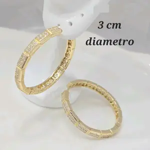 Gold Laminated Hoop Earrings, 3 Colors, 3 cm Diameter, Water-Resistant, Perfect for Daily Wear