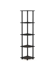 Turn-N-Tube 5 Tier Corner Display Rack Multipurpose Shelving Unit, 1-Pack, Espresso/Black Decor
