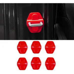 for JL Door Lock  Buckle Decor Trim for 2018-2024  Wrangler JL JLU,for  Gladiator JT 2020 2021,ABS Exterior Accessories,6PAC,Red Carbon Steel E-Clips Assortment Kit    lock tooled  leather    Skeleton Fender Steering Wheel Cover jeep halloween fun car