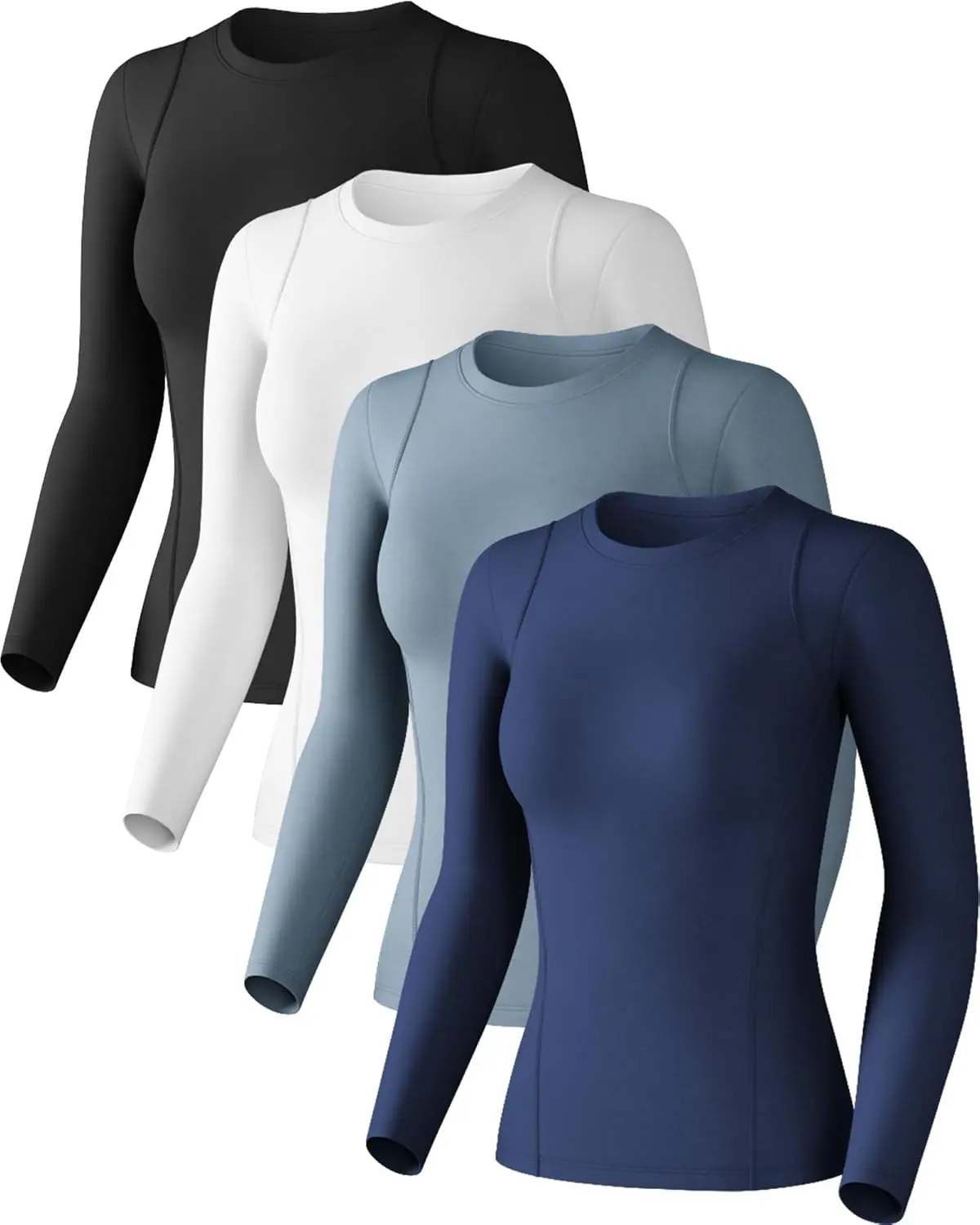 Women Long Sleeve Compression Sun Shirts Workout Athletic Underscrubs Top | Upf 50+ breathable uv protection spf rash guard, moisture wicking dry fit cooling undershirt for gym running swim