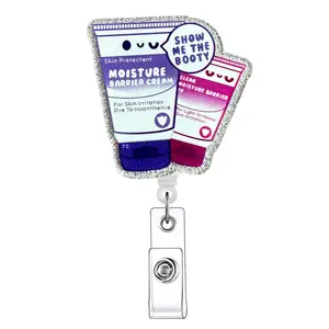 Toothpaste Design Badge Holder, Badge Buddy Nursing, 1 Count Funny Portable Retractable Badge Reel, ID Holder with Clip for Nurses, Doctors, Students & Office Staff