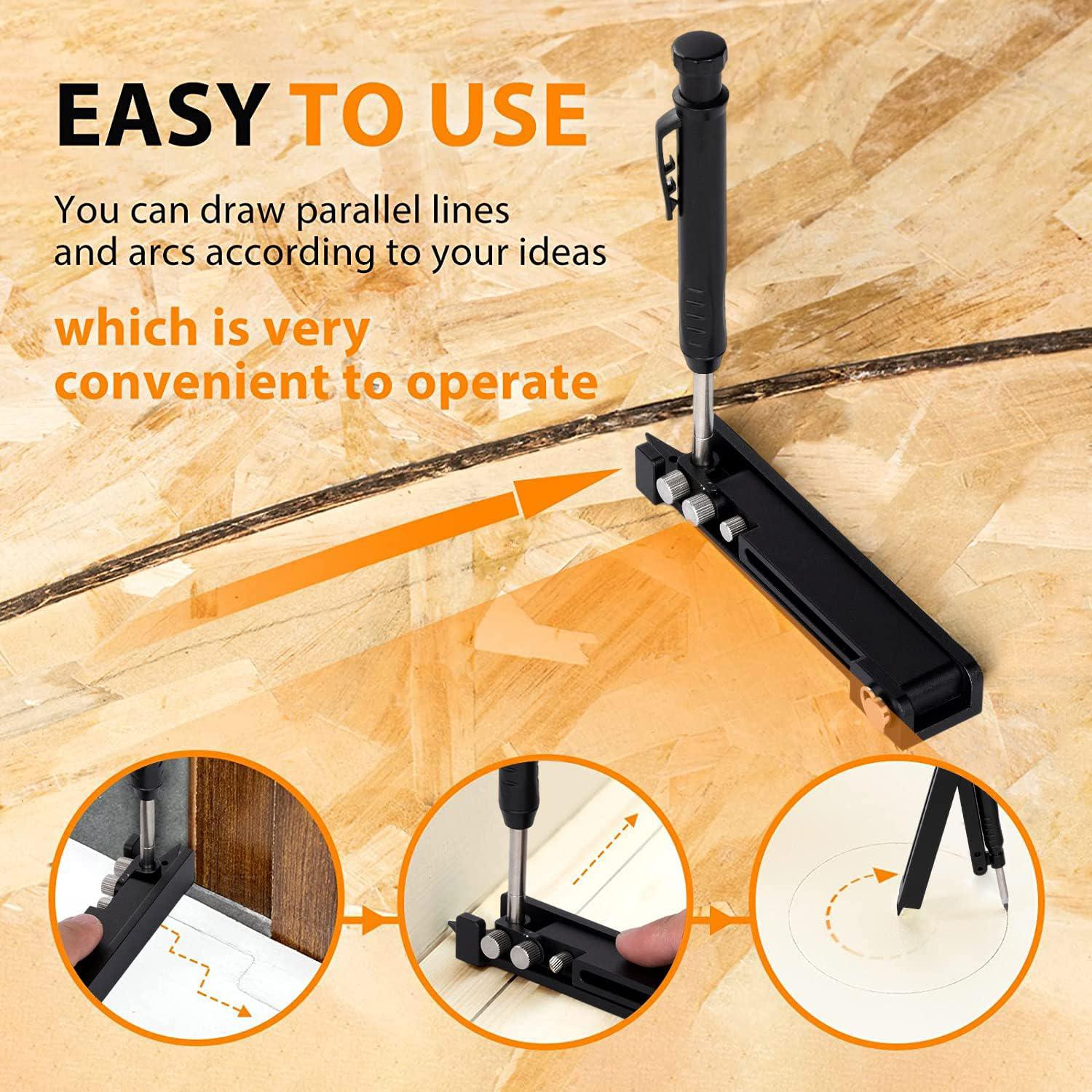 Multi-function Scribing Tool,Aluminum Alloy Construction Pencil with Deep Hole Pencil,Precision Woodworking Measuring & Marking Tool for DIY,Carpentry,Cabinets