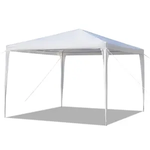 Outdoor Waterproof Canopy Tent - 3×3M White, 90G PE Roof, Spiral Threaded Powder-Coated Iron Frame, Sidewall-Free Gazebo for Parking, Party