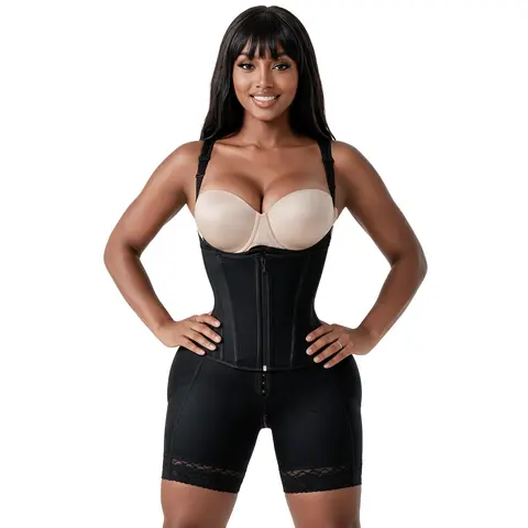 Fajas Colombianas Moldeadoras | Open Bust Boned Faja Stage 3 | Faja Body Shaper Bodysuit Shapewear for Women | Butt Lifting + Tummy Control | Powernet Waist Trainer Corset | 3-Row Hook | Silicone Lace Leg | Snatched Body