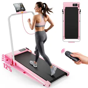 【12% Tilt】PINK Walking Pad Treadmill with 12%/8% Incline for Home Office,7.5/6.2MPH 3-in-1 Under Desk Treadmill.2.5HP Low Noise Portable Folding Under Desk Treadmill with Remote Control,Jogging Running Machine,300 Lbs Capacity,LED Display,Handle Bar