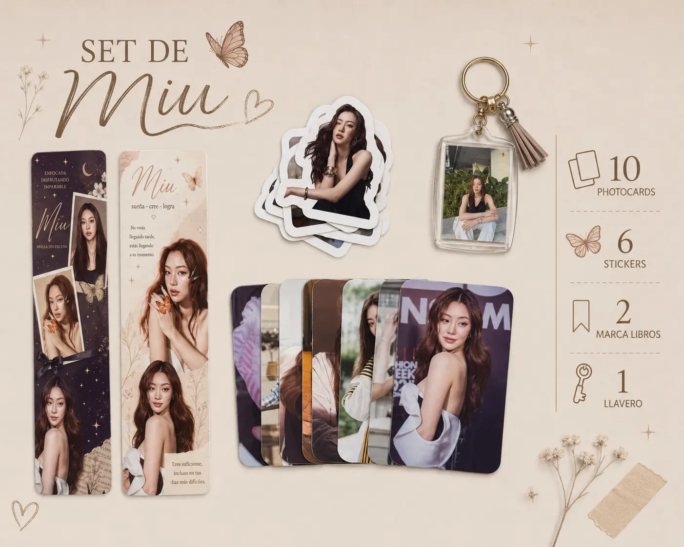 Miu Natsha Arte GL Set- Includes Photocards, Bookmarks, Stickers, and Keychain