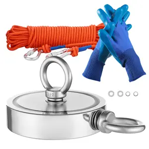 【Super Brand Day】VEVOR Magnet Fishing Kit, 2000 LBS/907 Kg Double-Sided Pulling Force Strong Magnet Fishing Kit, Rare Earth Neodymium Magnetic Fishing Kit Includes Grappling Hook, Heavy Duty Rope, Gloves and Eyebolt,DEALS FOR YOU