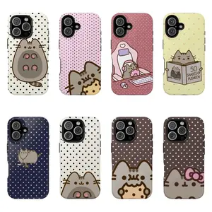 Pusheen The Cat Phone Case, Polka Dot Shockproof Case Cover Compatible With iPhone 17 16E 16 15 14 13 12 11 Pro Max