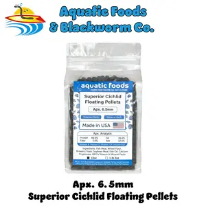 Superior Cichlid Pellets, 6.5mm-1/4" 48% Protein Floating Pellets for all Central and South American Cichlids and ALL Tropical Fish. FREE 4-Type Wafer Mix & 12-Type Pellet Mix included