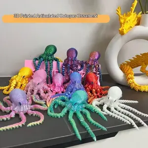 3D Printed Octopus Toy with Moveable Joints, Decorative Squid Scene Setter, Large Octopus Figurine, Collectible Figurines, Perfect for Kids' Playroom