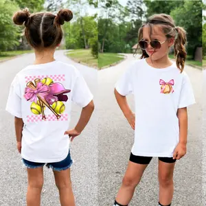 [Made in USA] Youth and Adult Girly Softball Shirt, Coquette Softball Shirt, Pink Coquette Bow, Game Day tee, Softball Player Gift, Family Trip, Unisex Classic Fit 100% Cotton Comfortable Casual Tee, Baseball team gifts, Y2k Style Print