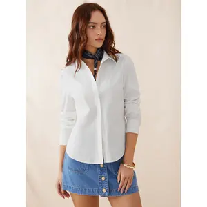 Cider Stretch Cotton Collar Button Long Sleeve Shirt