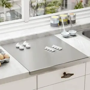 Stainless Steel Cutting Boards with Lip for Kitchen, Metal Cutting Board over Sink, Non-Slip Stainless Steel Cutting Board Suitable for Meat, Fruits, Vegetables, Bread and Baking(Silver)