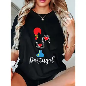100% Cotton Portuguese Rooster Portugal Galo de Barcelos Figurine T-Shirt