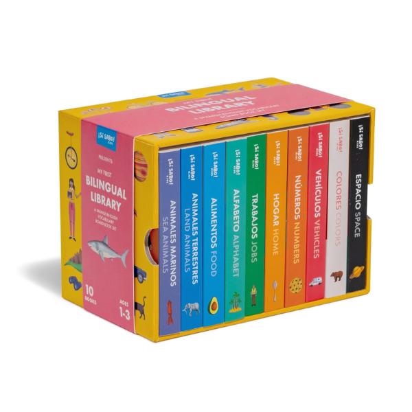 My First Bilingual Library: A Spanish-English Vocabulary Board Book Set of Colors, Numbers, Animals, ABCs, and More (Si Sabo Kids)