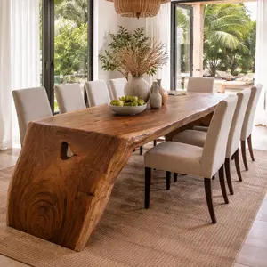 Live Edge Dining Table with Waterfall end