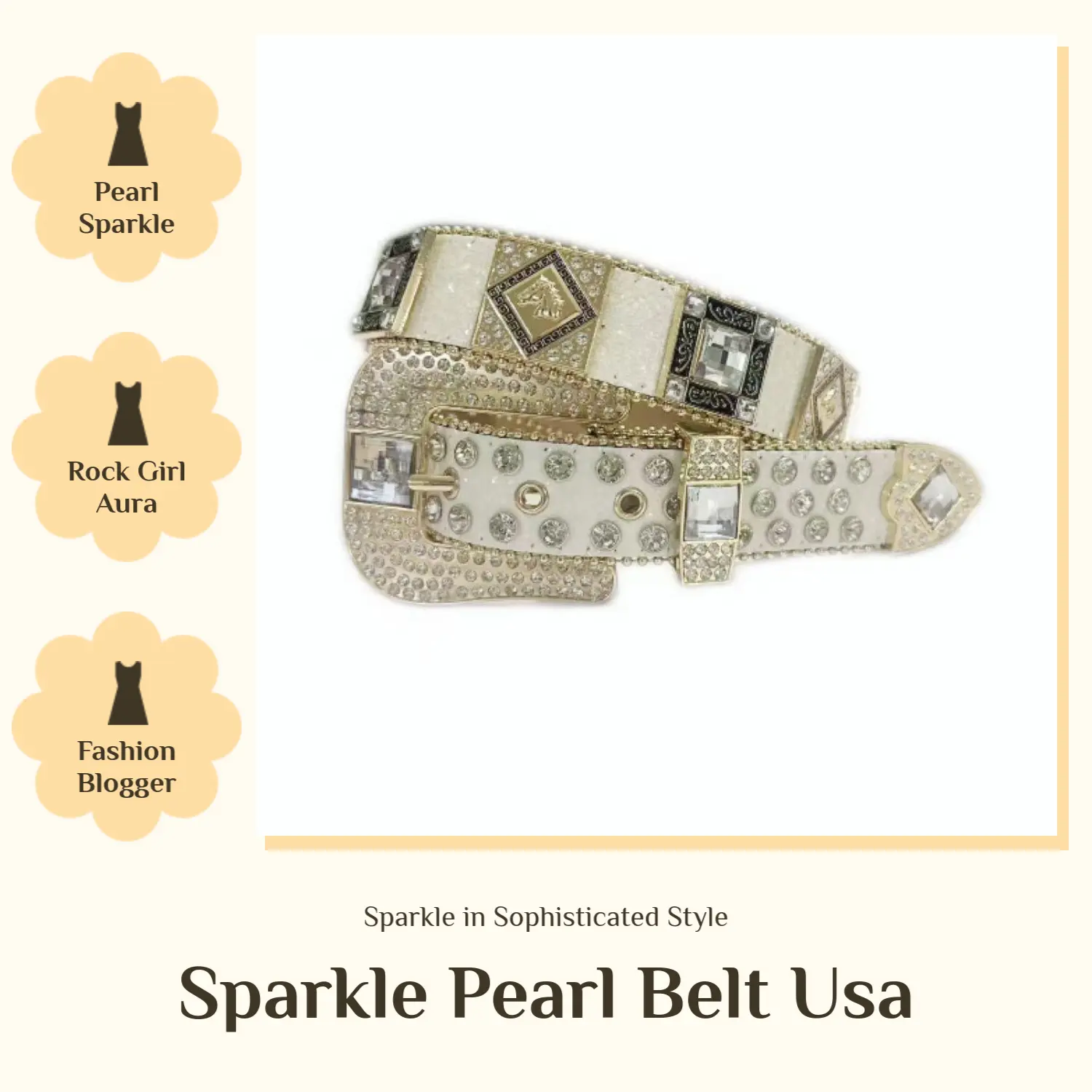 Pearl Sparkle with American Style, Double Heartbeat Hit! Hot Girls Love This Belt, Super Stylish Pairing!