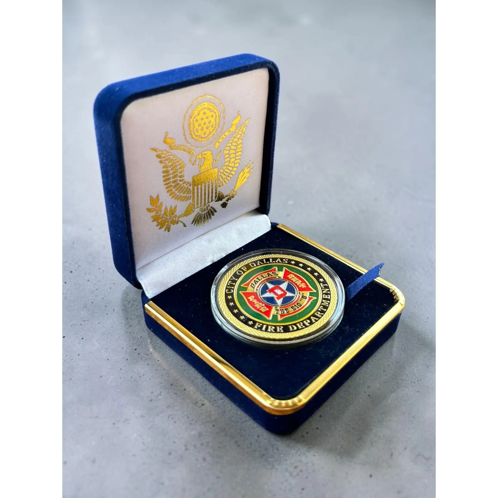 City Of Dallas Texas Fire Department Challenge Coin, Home Decor Ornaments, with Velvet Case - IN STOCK