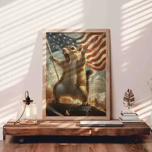 Patriotic Squirrel with Flag 1000 Pieces Jigsaw Puzzle, Funny Animal Art for Adults, Challenging Brain Game and Stress Relief Activity, Unique Gift and Wall Decor Crafts Size 27.5x20inch (70x50cm)