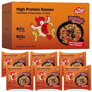 Healspot High Protein Spicy Buldak Noodles, Dry Tossed Ramen, 30g Plant-Based Protein, Low Fat, Low Carb, Non GMO, Keto Friendly & Plant Based (6 packs)